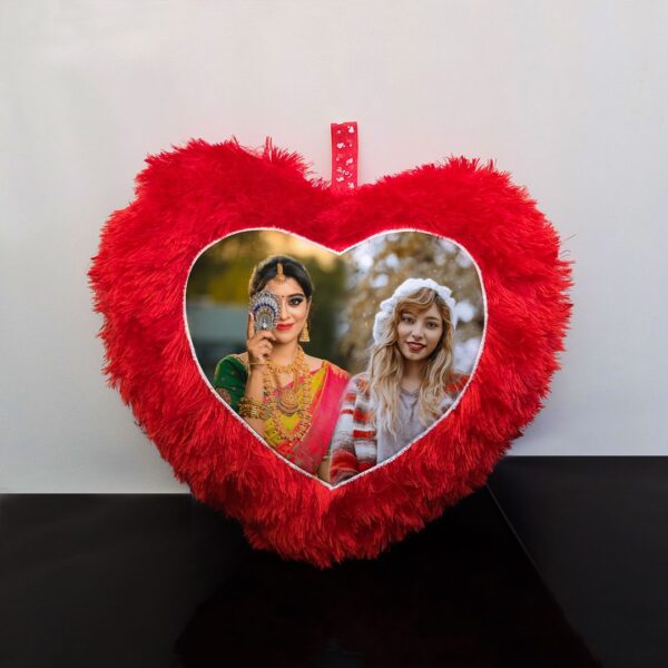 Heart Red Fur Pillow - Image 1