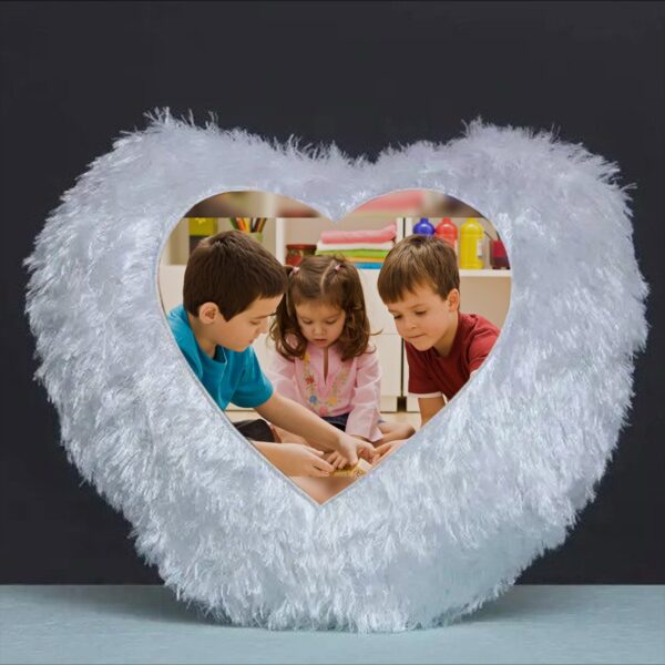 Heart white Fur Pillow - Image 1