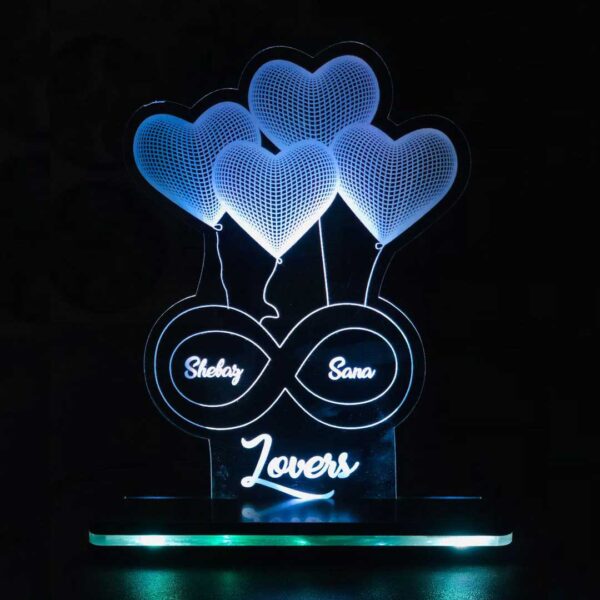 Couple Name 3D illusion LED Acrylic  Table Top - Image 1