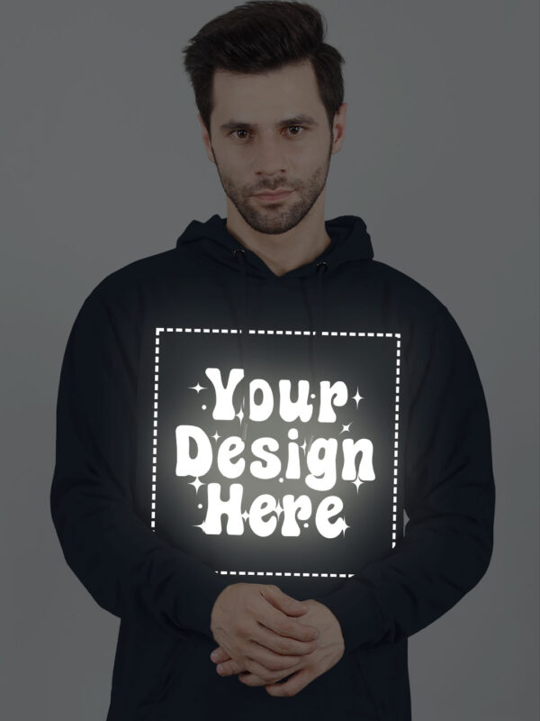 Customize Reflective Navy Blue Man Hoodie - Image 1