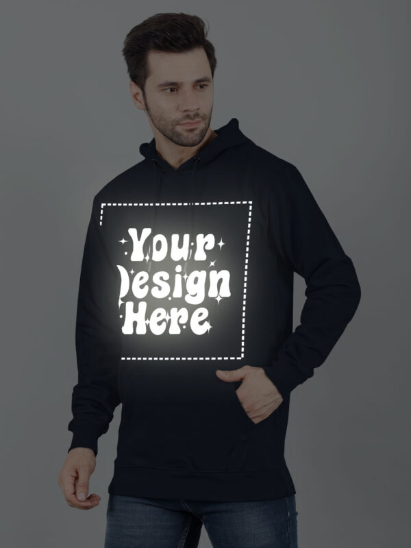 Customize Reflective Navy Blue Man Hoodie - Image 3