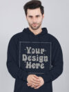 Customize Reflective Navy Blue Man Hoodie - Image 2