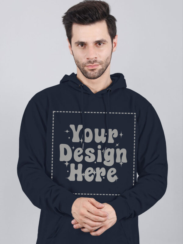 Customize Reflective Navy Blue Man Hoodie - Image 2