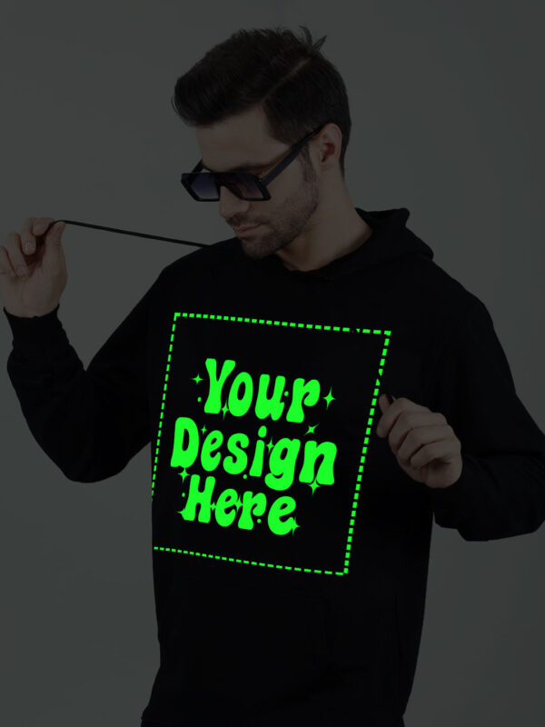 Customize Black Man Hoodie Glow in Dark Print - Image 4