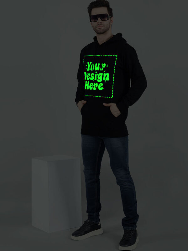 Customize Black Man Hoodie Glow in Dark Print - Image 3