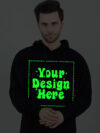Customize Black Man Hoodie Glow in Dark Print