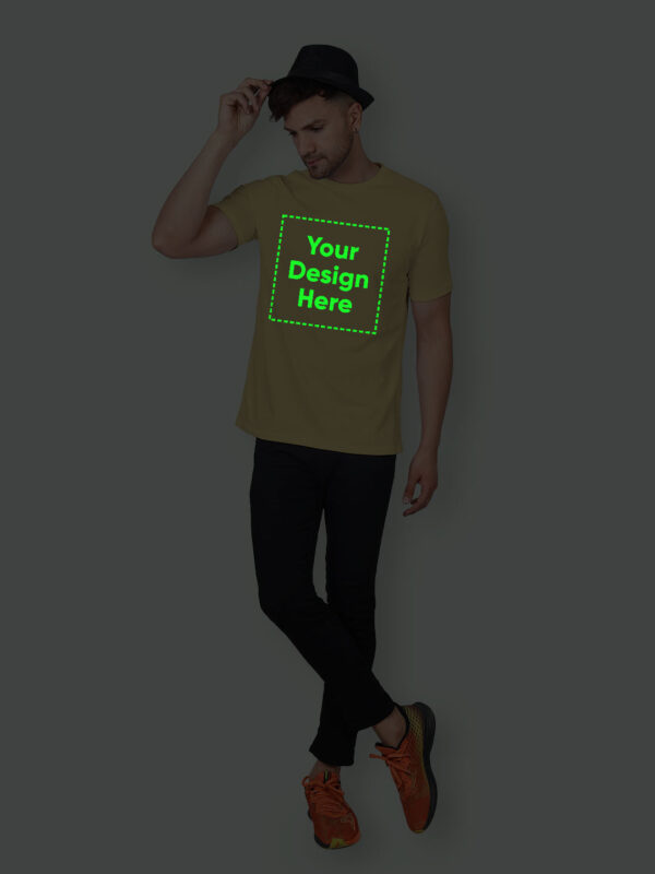 Customize Night Glow Man Beige Color T-shirt - Image 3