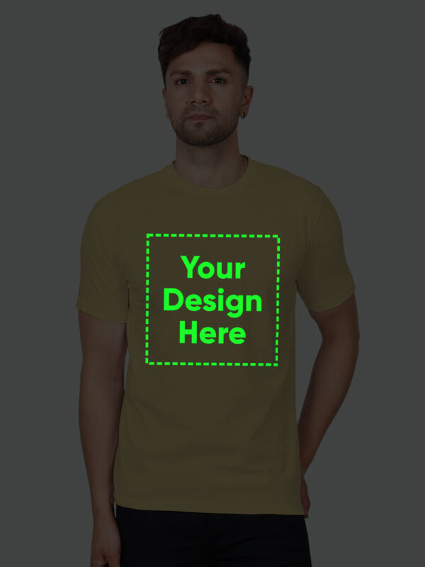 Customize Night Glow Man Beige Color T-shirt - Image 1