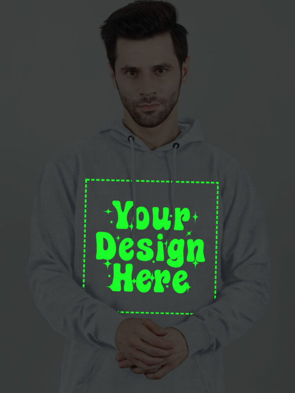 Customize Grey Man Hoodie Glow in Dark Print - Image 1