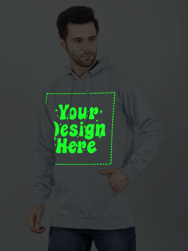 Customize Grey Man Hoodie Glow in Dark Print - Image 3