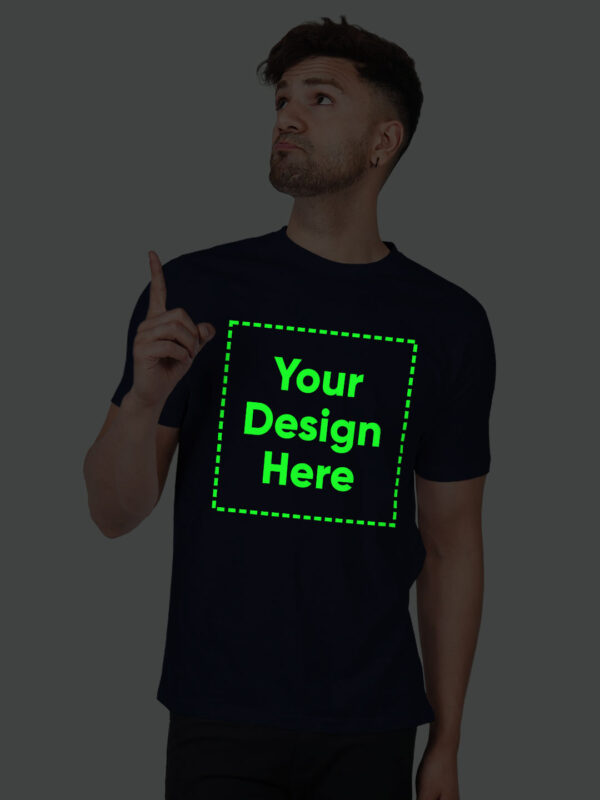 Customize Night Glow Man T-shirt Navy Blue - Image 3