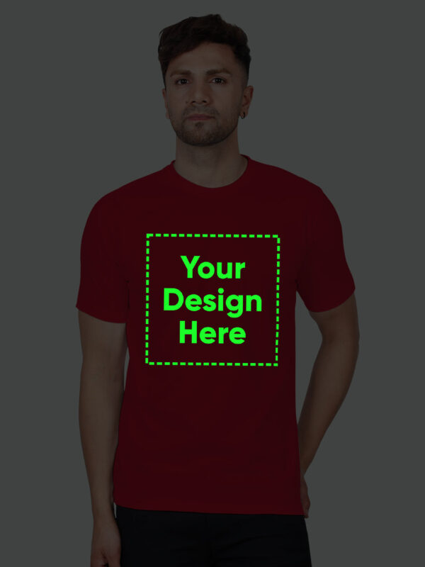 Customize Night Glow Man Red T-shirt - Image 3