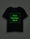 Kids Custom Printed half Sleeve Glow in Dark Black Tshirt