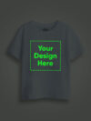 Custom Printed Grey Kids Glow in Dark Tshirt Half Sleeve