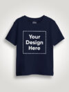 Kids Customize Printed Glow in Dark Navy Blue Half Sleeve Tshirt - Image 2