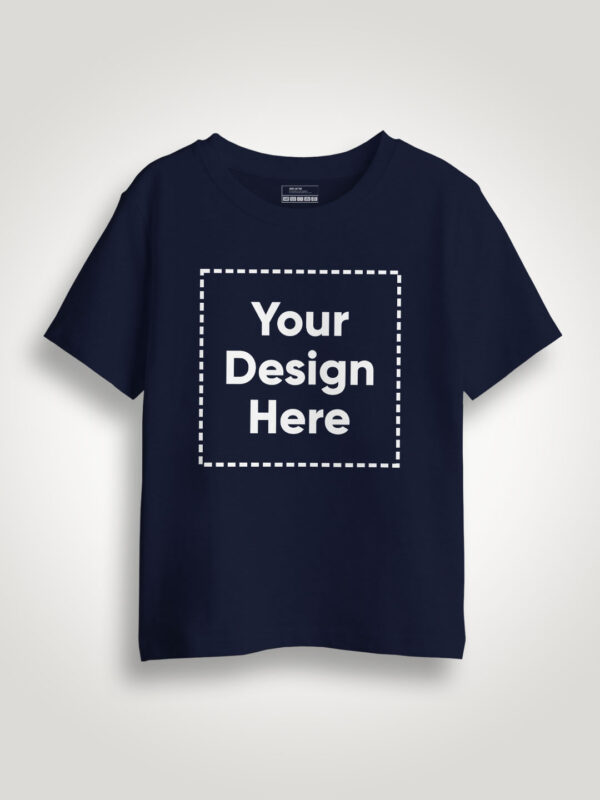 Kids Customize Printed Glow in Dark Navy Blue Half Sleeve Tshirt - Image 2