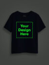 Kids Customize Printed Glow in Dark Navy Blue Half Sleeve Tshirt