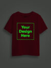 Kids Customize Printed Glow in Dark Half Sleeve Red Tshirt
