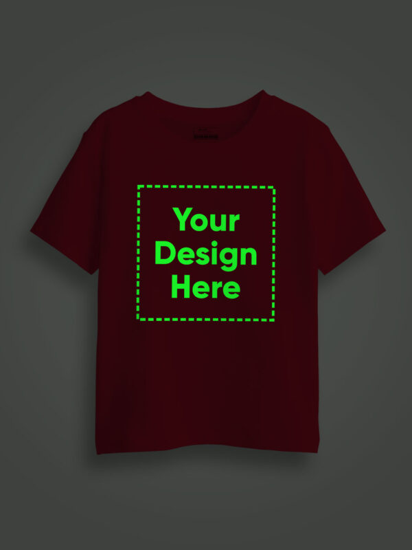 Kids Customize Printed Glow in Dark Half Sleeve Red Tshirt - Image 1