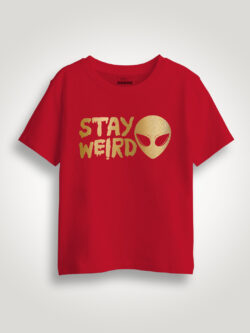 Stay Weird Gold Printed Kids Tshirt