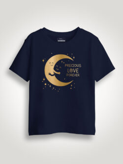 Moon Loves Night Gold Printed Kids Tshirt