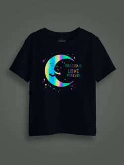 Moon Loves Night Rainbow Reflective Kids Glow Tshirt