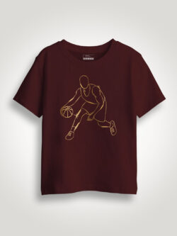 Basket Ball player Gold Printed Kids Tshirt