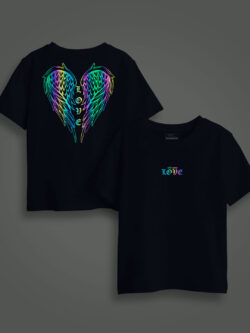 Love Wings Rainbow Reflective Kids Glow Tshirt