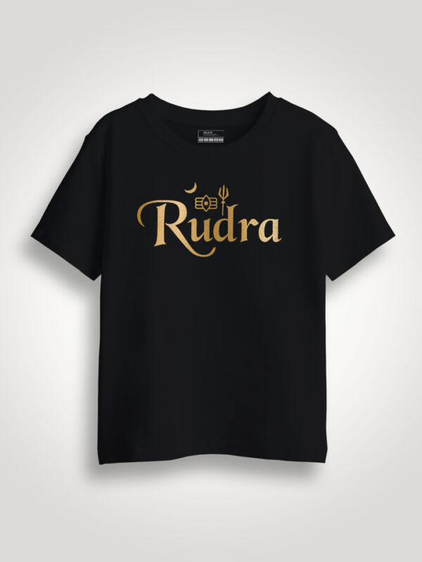 Rudra Name  Gold Printed Kids Tshirt