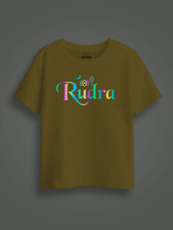 Rudra Name  Rainbow Reflective Kids Glow Tshirt