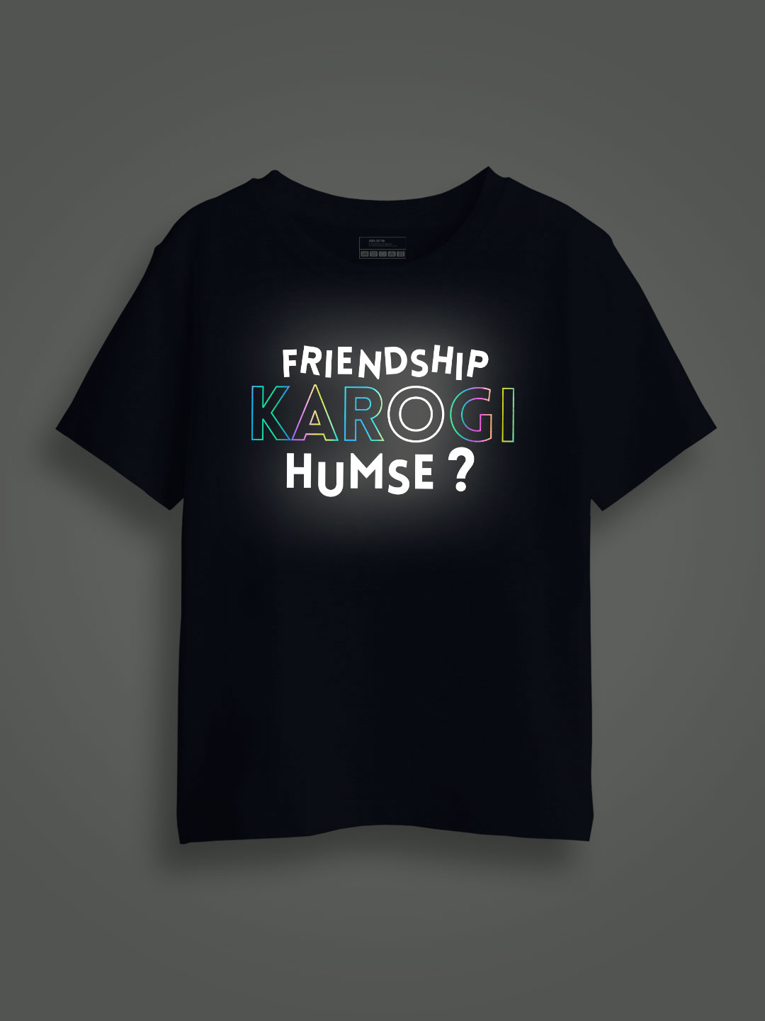 Friendship Karogi Humse Rainbow Reflective Kids Glow Tshirt