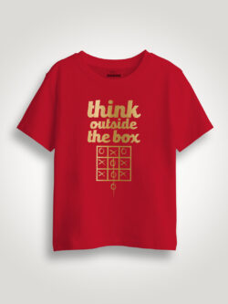Think Out Side the Box Gold Printed Kids Tshirt