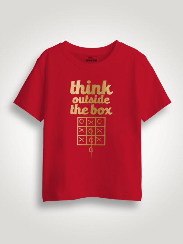 Think Out Side the Box Gold Printed Kids Tshirt