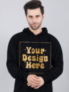 Customize Metalic Gold Black Man Hoodie