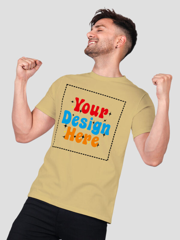Customize Beige Premium Cotton T-shirt - Image 3