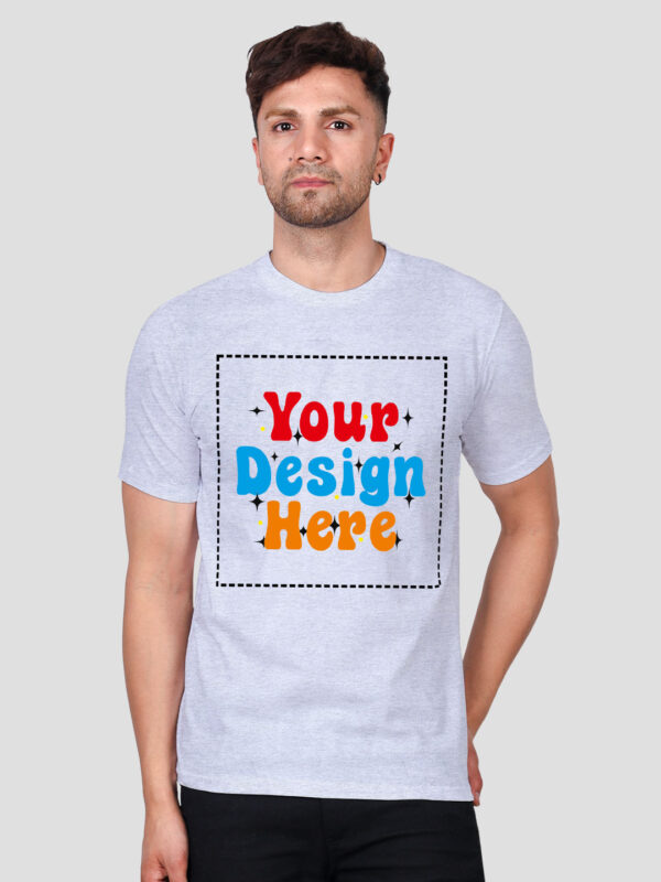 Customize Grey Premium Cotton T-shirt - Image 1