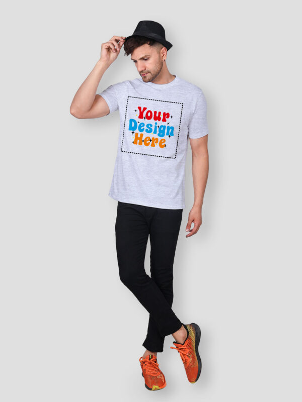 Customize Grey Premium Cotton T-shirt - Image 3