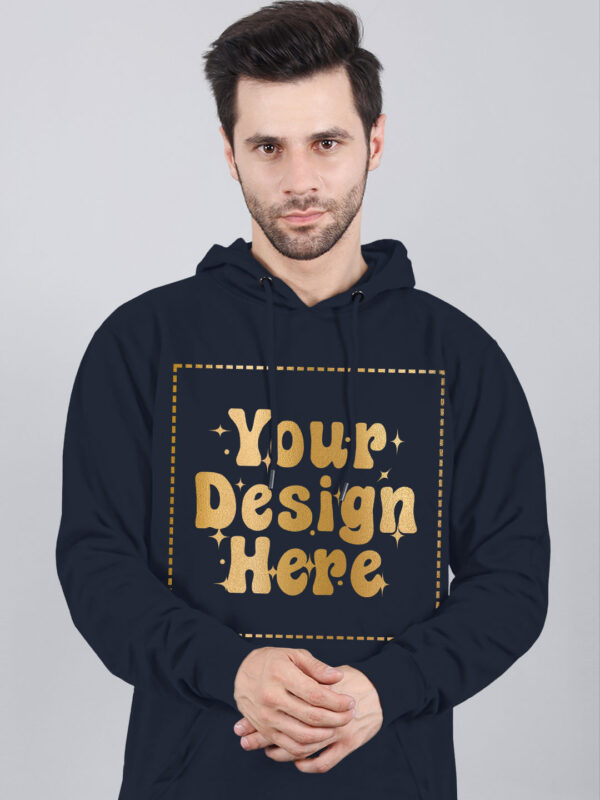 Customize Metalic Gold Navy Blue Man Hoodie - Image 1