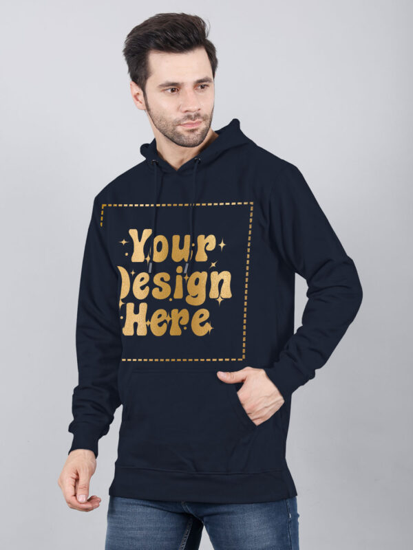 Customize Metalic Gold Navy Blue Man Hoodie - Image 2