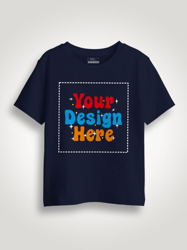 Customize Navy Blue Kids Premium Cotton T-shirt - Image 1