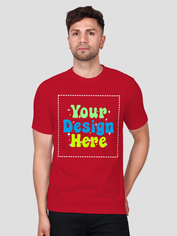 Customize Red Premium Cotton T-shirt - Image 1