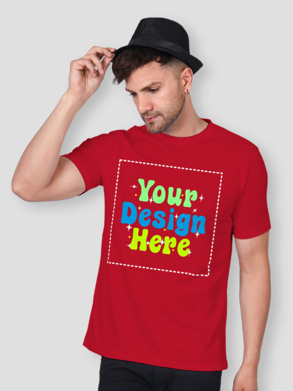 Customize Red Premium Cotton T-shirt - Image 3