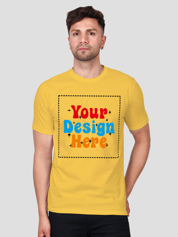 Customize Yellow Premium Cotton T-shirt - Image 1