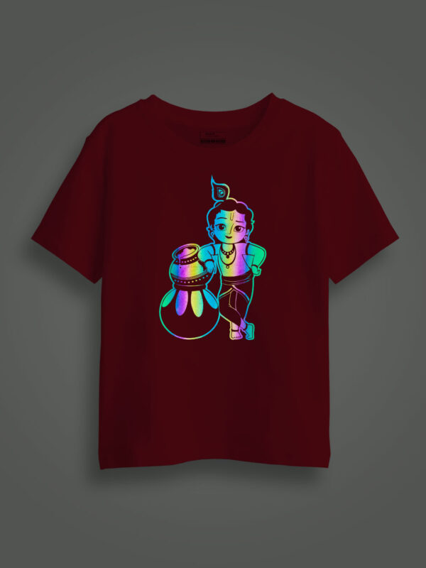 Krishna Rainbow Reflective Kids Glow Tshirt