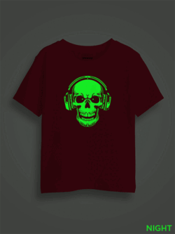 Music Lover Skull Kids Glow Tshirt