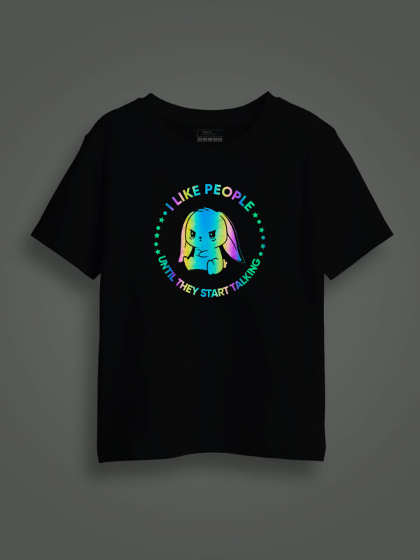 Cute Rabbit Like People Rainbow Reflective Kids Glow Tshirt