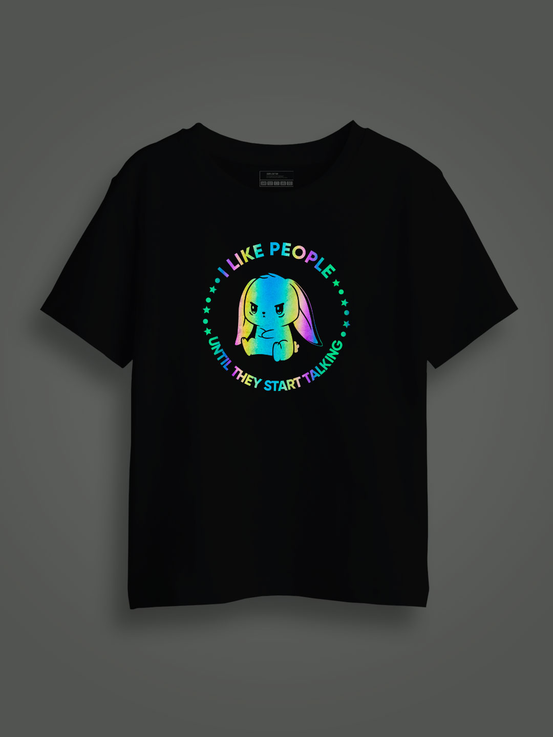 Cute Rabbit Like People Rainbow Reflective Kids Glow Tshirt