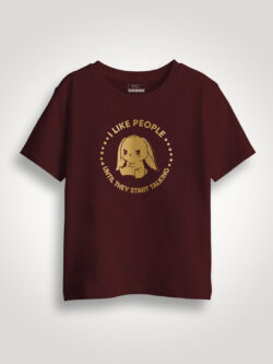 Cute Rabbit Like People Gold Printed Kids Tshirt