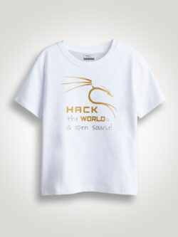 Hack the World Hacker Gold Printed Kids Tshirt