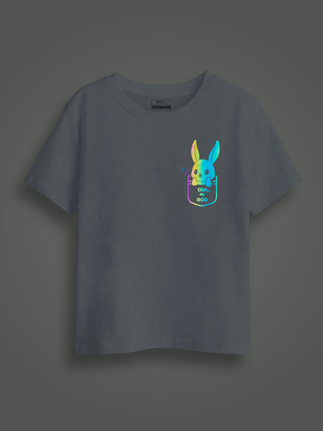 Cute Rabbit OMG Rainbow Reflective Kids Glow Tshirt